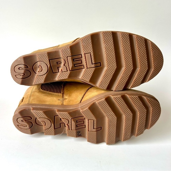 Sorel Joan Of Arctic Leather Wedge Chelsea II Bootie Boot Tan Camel Size 9 - Picture 14 of 15